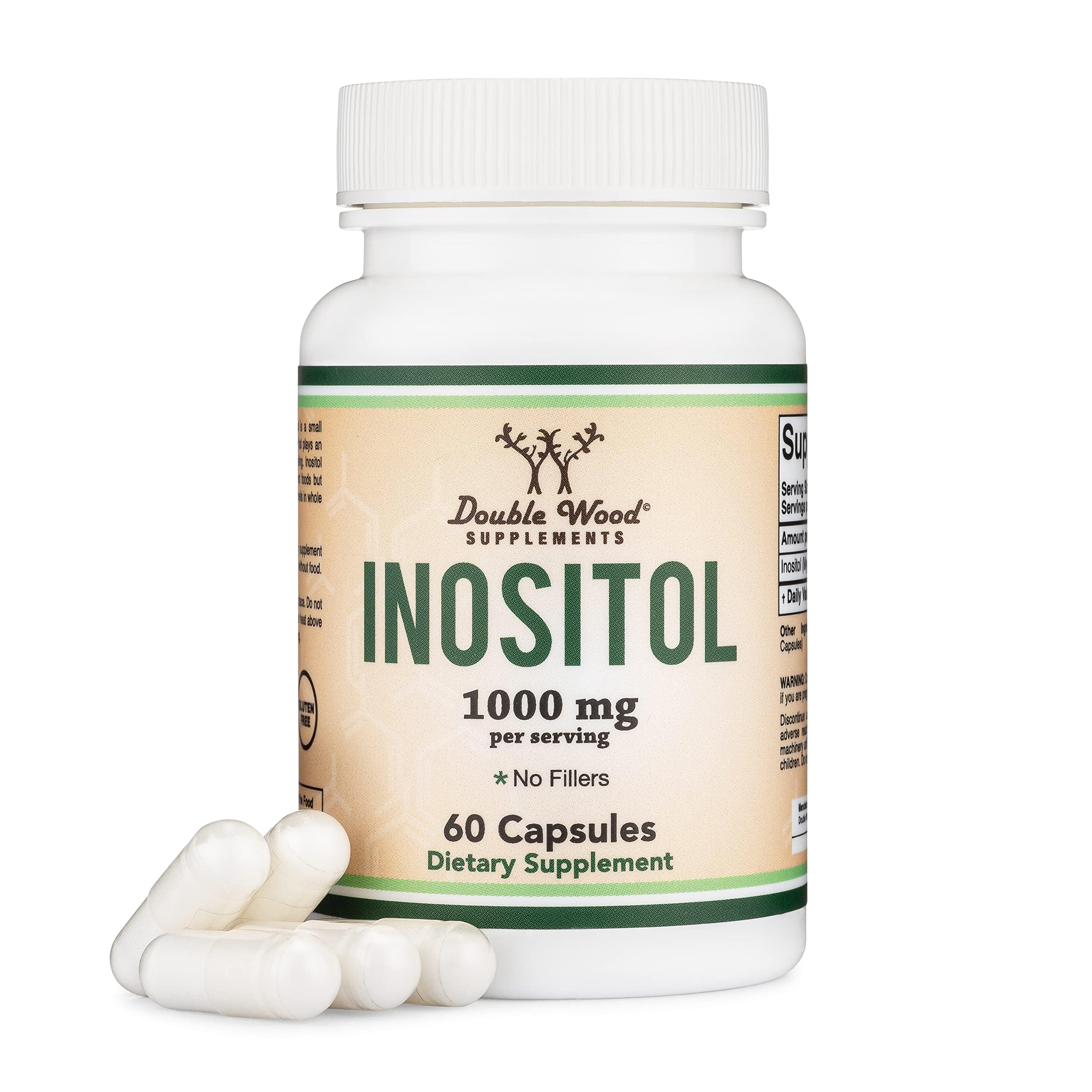 Inositol Capsules (Myo Inositol) 1000mg Health Support for Women 120 Count (No Fillers, Vegan Safe, Gluten Free) by Double Wood