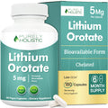 Lithium Orotate 5mg, Mood and Emotional Balance Support, 6 Month Supply