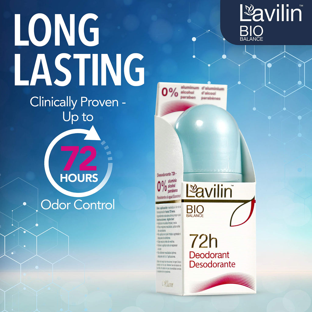 Buy now LAVILIN Roll On Deodorant for Women and Men - Aluminum Free Deodorant with Up to 72 Hour Long-Lasting Protection and Odor Control – Alcohol, Paraben and Cruelty FREE Sensitive Skin deodorant (2 oz) at indiglob india