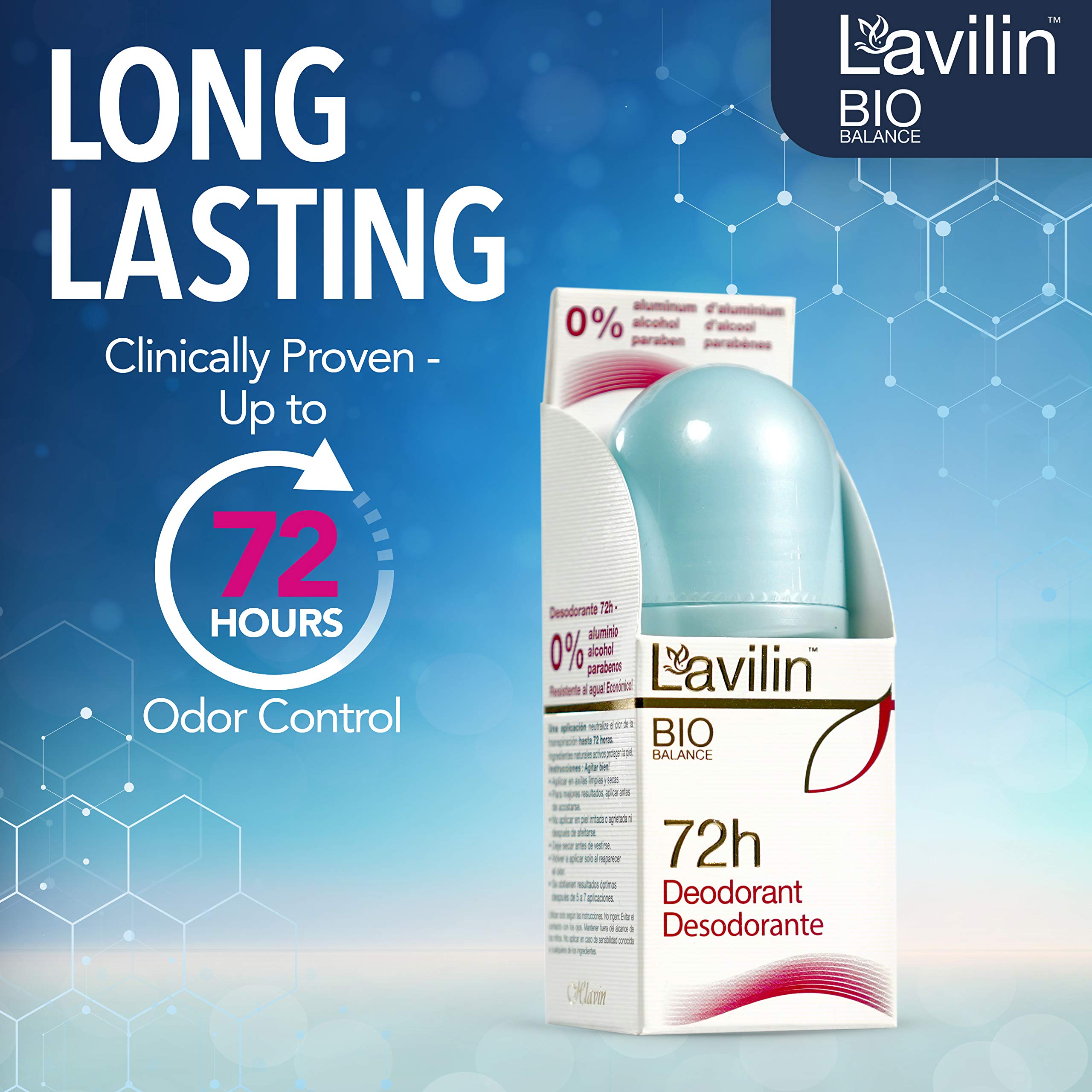 Buy now LAVILIN Roll On Deodorant for Women and Men - Aluminum Free Deodorant with Up to 72 Hour Long-Lasting Protection and Odor Control – Alcohol, Paraben and Cruelty FREE Sensitive Skin deodorant (2 oz) at indiglob india
