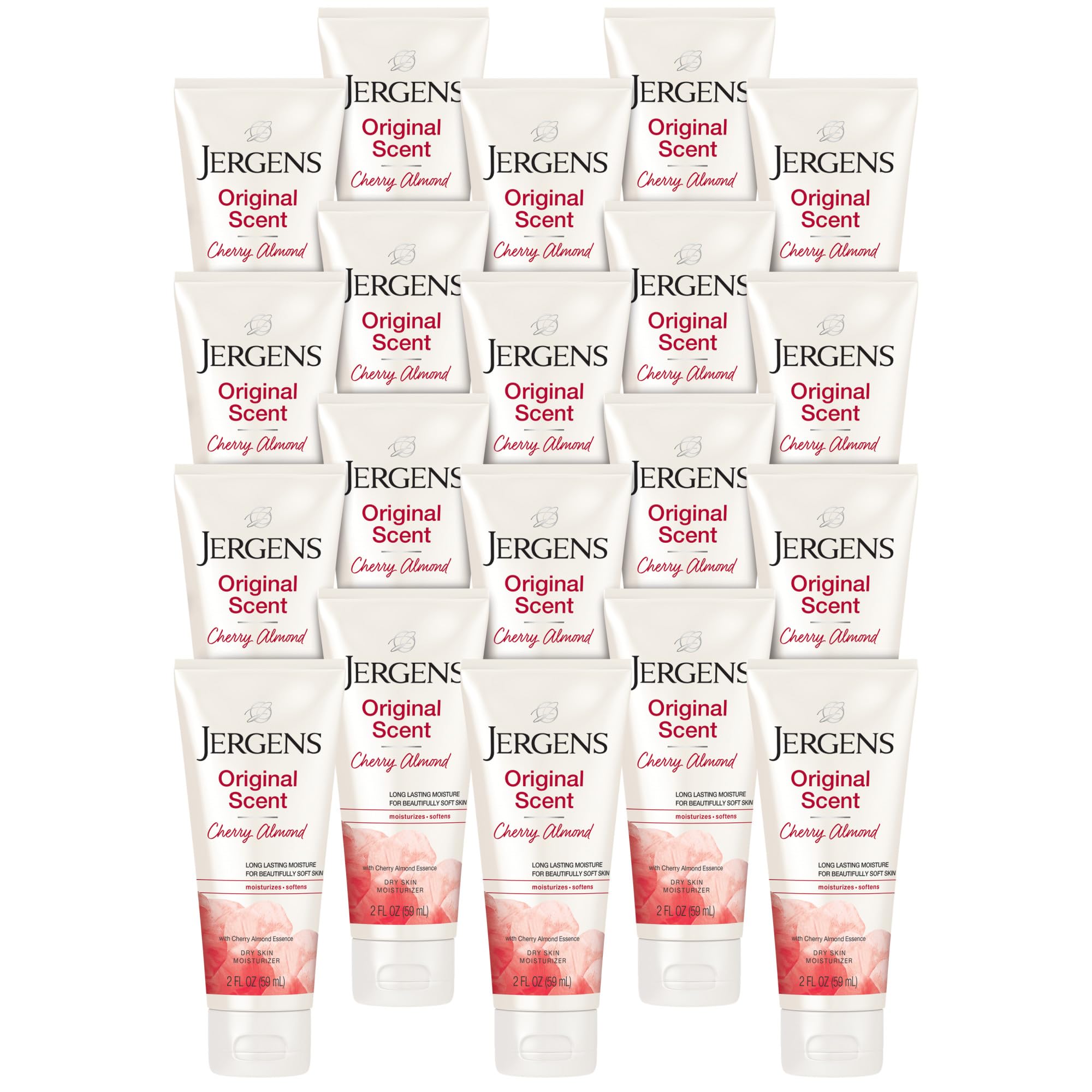 Jergens Cherry Almond Hand & Body Lotion, Dry Skin, 32 fl oz | Fast-Absorbing Moisturizer, Vitamins E, C & B5, Softens Dry Skin, Dermatologist Tested, Cherry Almond Scent