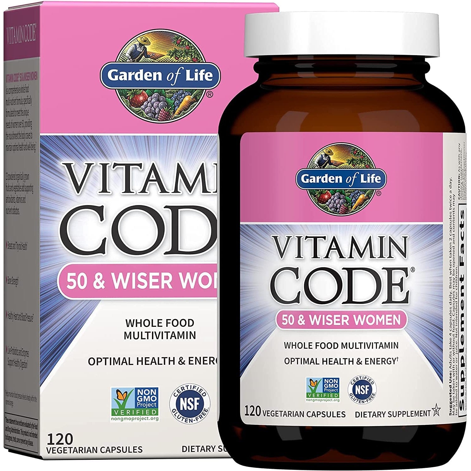Garden of Life Vitamin Code Multivitamin for Women 50 & Over, 240 Capsules, Vitamins for Women 50 Plus with B Vitamins, Vitamins A, C, D3, E & K, CoQ10, Probiotics & Enzymes