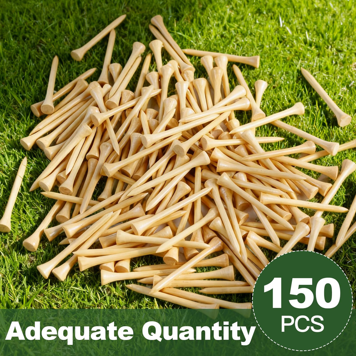 Guirnd 150PCS Professional Wooden Golf Tees 2 3/4 inch Biodegradable Bamboo Golf Tees, Stable and Reliable, Available in Natural Color