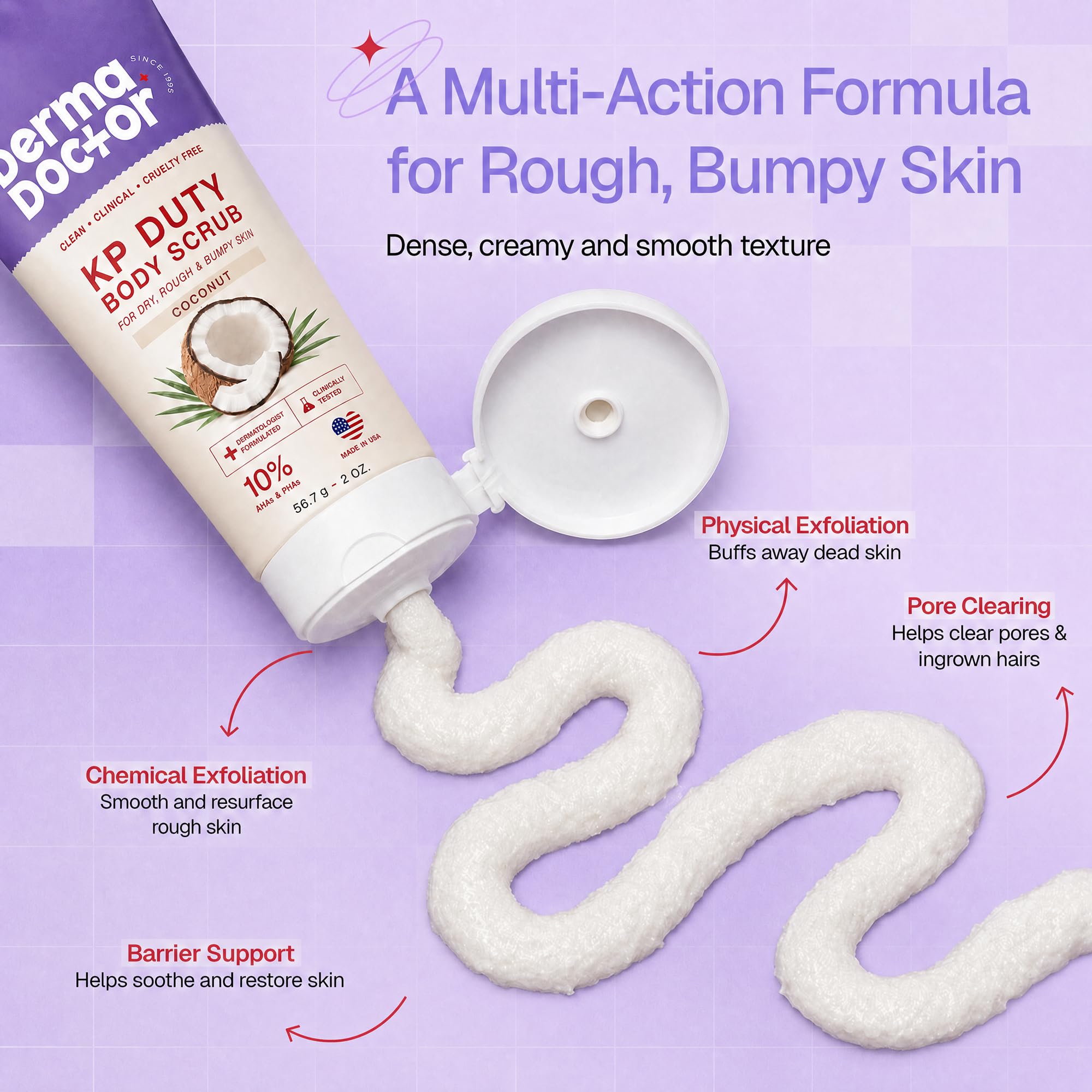 DERMAdoctor KP Bump Eraser Body Scrub, 10% AHAs + PHAs, Rough & Bumpy Skin