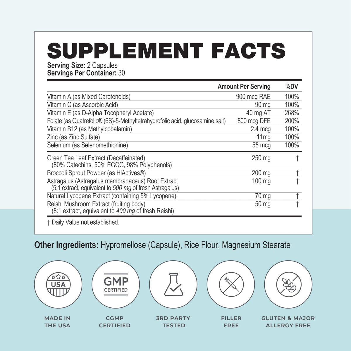 Dietary Supplement Tablets by Papillex - All Natural Immune Support - Immunity Defense - Best Immune System Booster - Organic 60 Capsules Bottle (Single Bottle)
