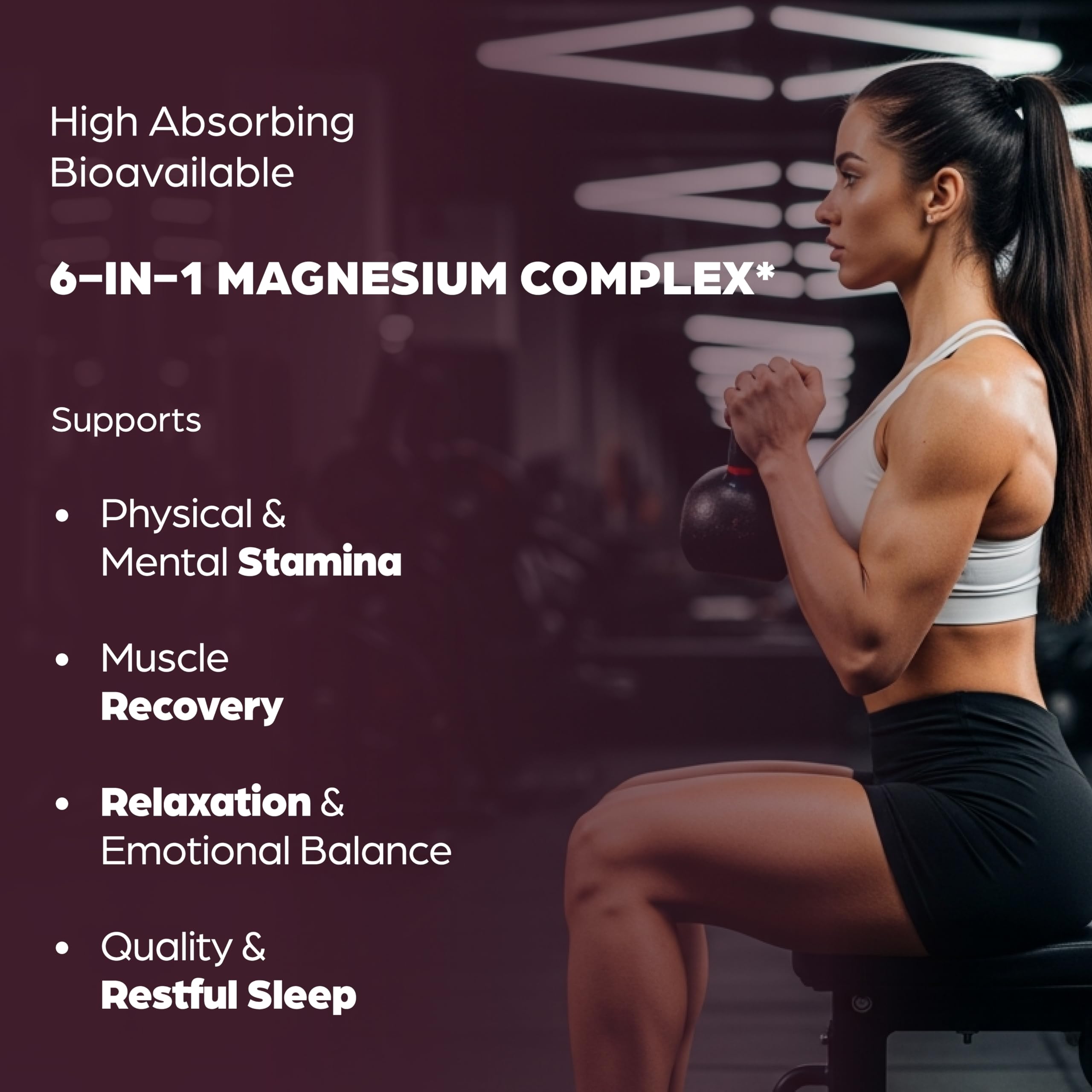 Complete Magnesium Complex 500mg for Women & Men 6-in-1 with Zinc 120 Ct | 3rd Party Tested Active Supplement with Mag Glycinate For Good Sleep, Relaxation & Energy, Made in USA By Sandhu Herbals