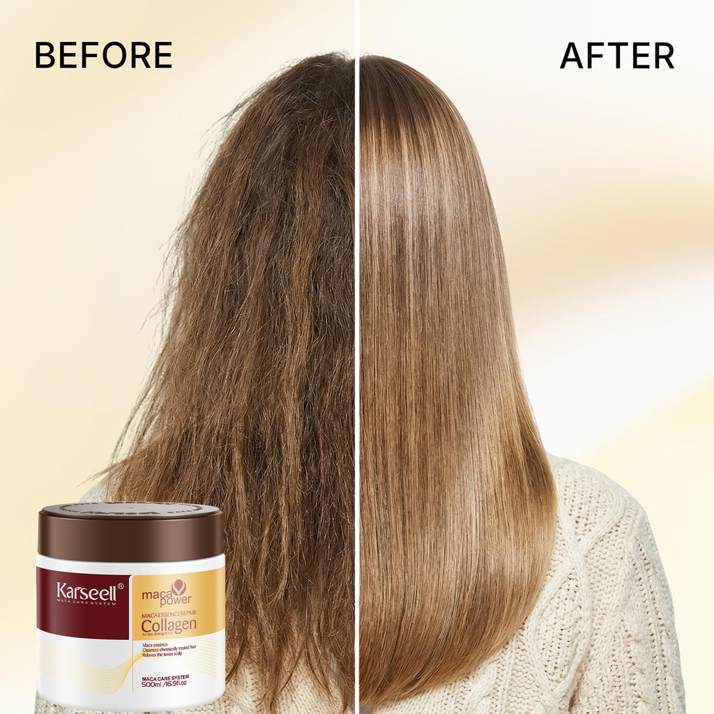 Karseell Collagen Hair Mask for Dry, Frizzy, Damaged Hair 16.90 oz | Deep Conditioning Hair Treatment Repairs, Moisturizes, Nourishing, Detangles Hair Leaving it Soft, Silky