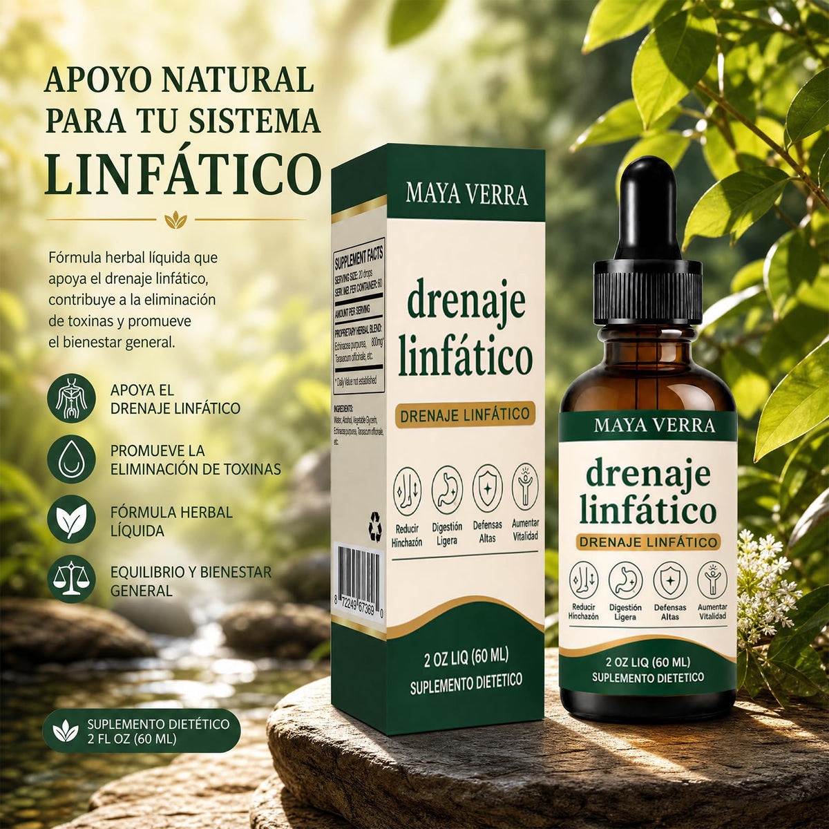 Mayaverra Drenaje LinfáTico Gotas, Lymphatic Drainage Drops,Helps Support Fluid Balance and Body Care Routine