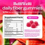Belli Welli Fiber Gummies for GLP-1 Support - Watermelon - Tapioca Prebiotic Fiber Gummy - Digestive Health & Regularity for Women, Men, Kids - 120CT