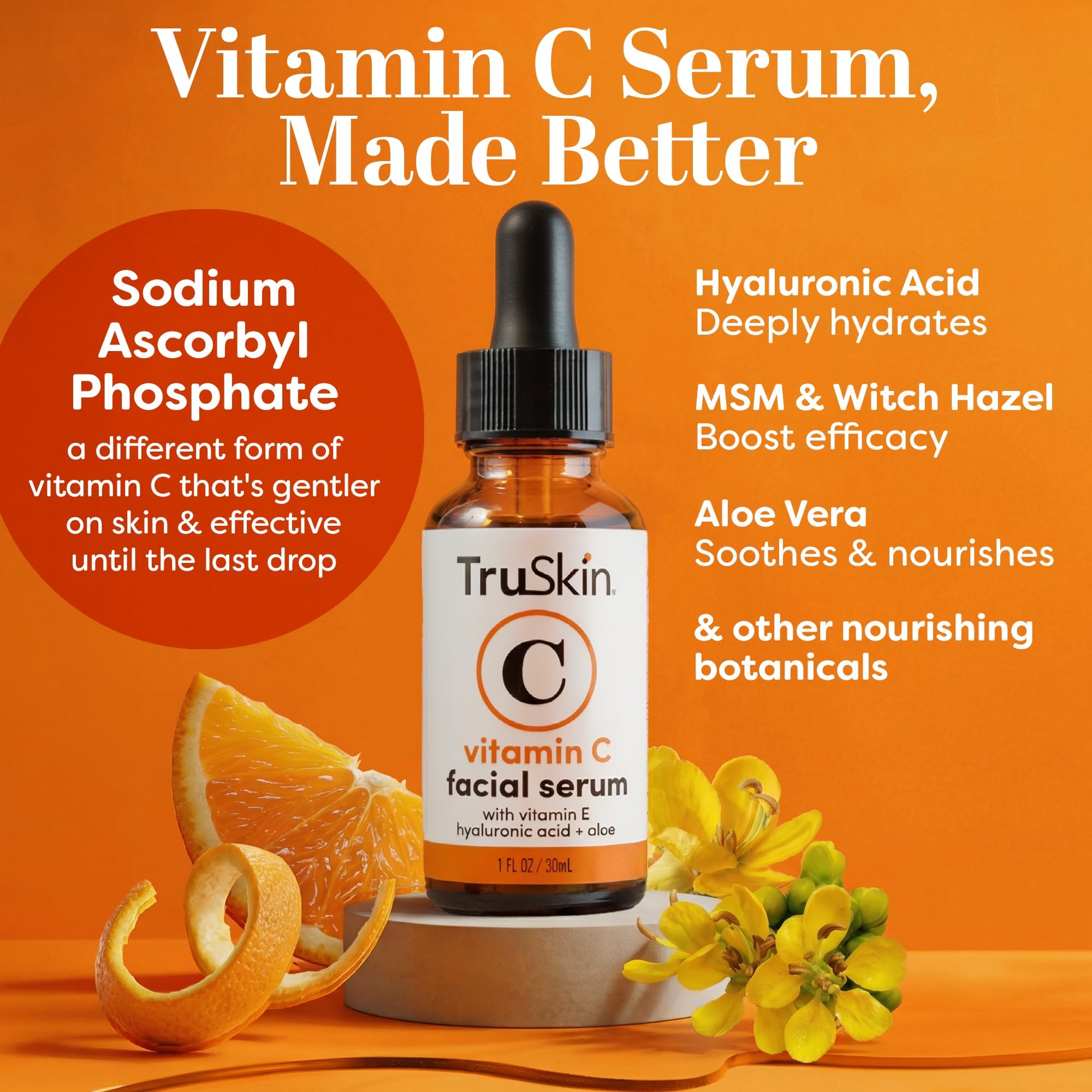 TruSkin Brightening Vitamin C Serum for Face with Hyaluronic Acid, 2 fl oz | Anti aging face serum with Vitamin E to improve the look of dark spots, fine lines, skin tone & support radiant-looking skin