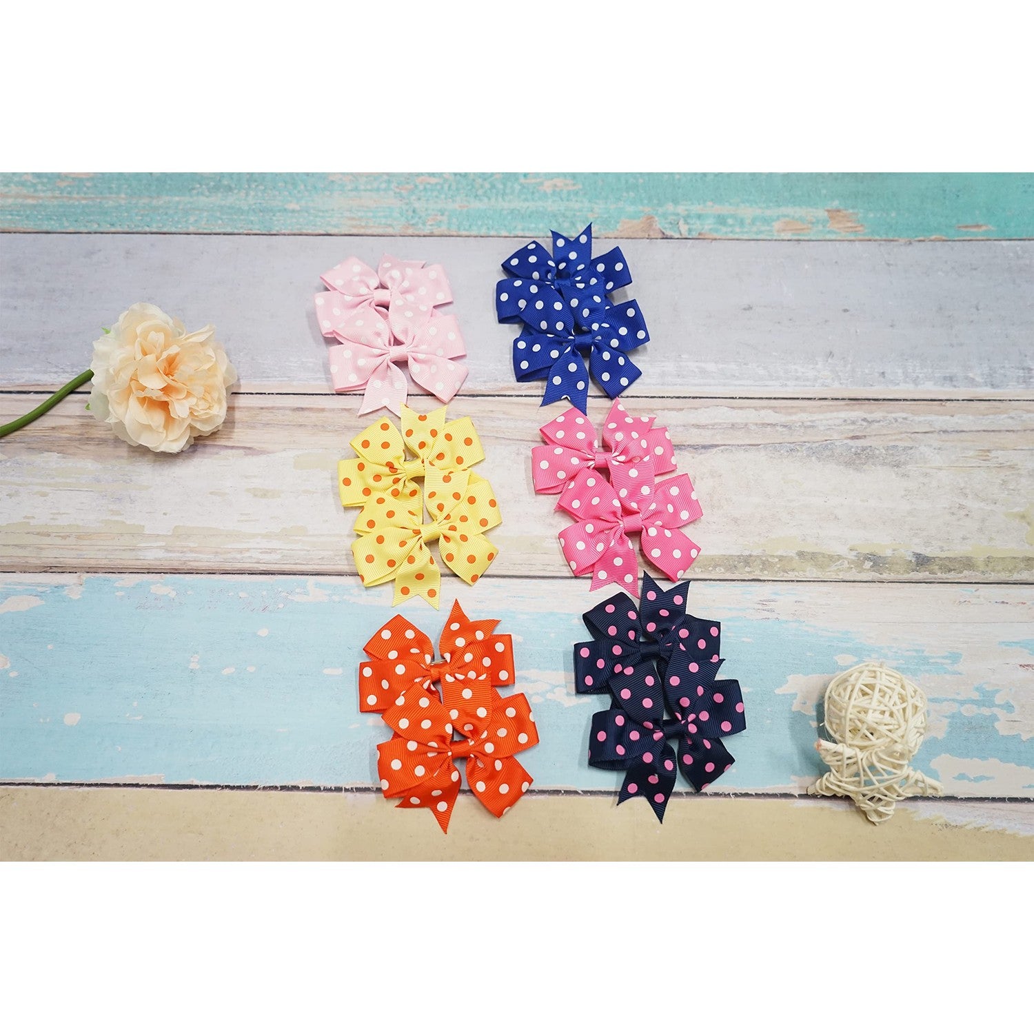 40Pcs 3" Hair Bows for Girls Toddler Pinwheel Polka Dot Bow Alligator Clips | 20 Colors in Pairs Girls Bows | Durable Metal Clips | Back to School Bows |Toddler Hair Accessories