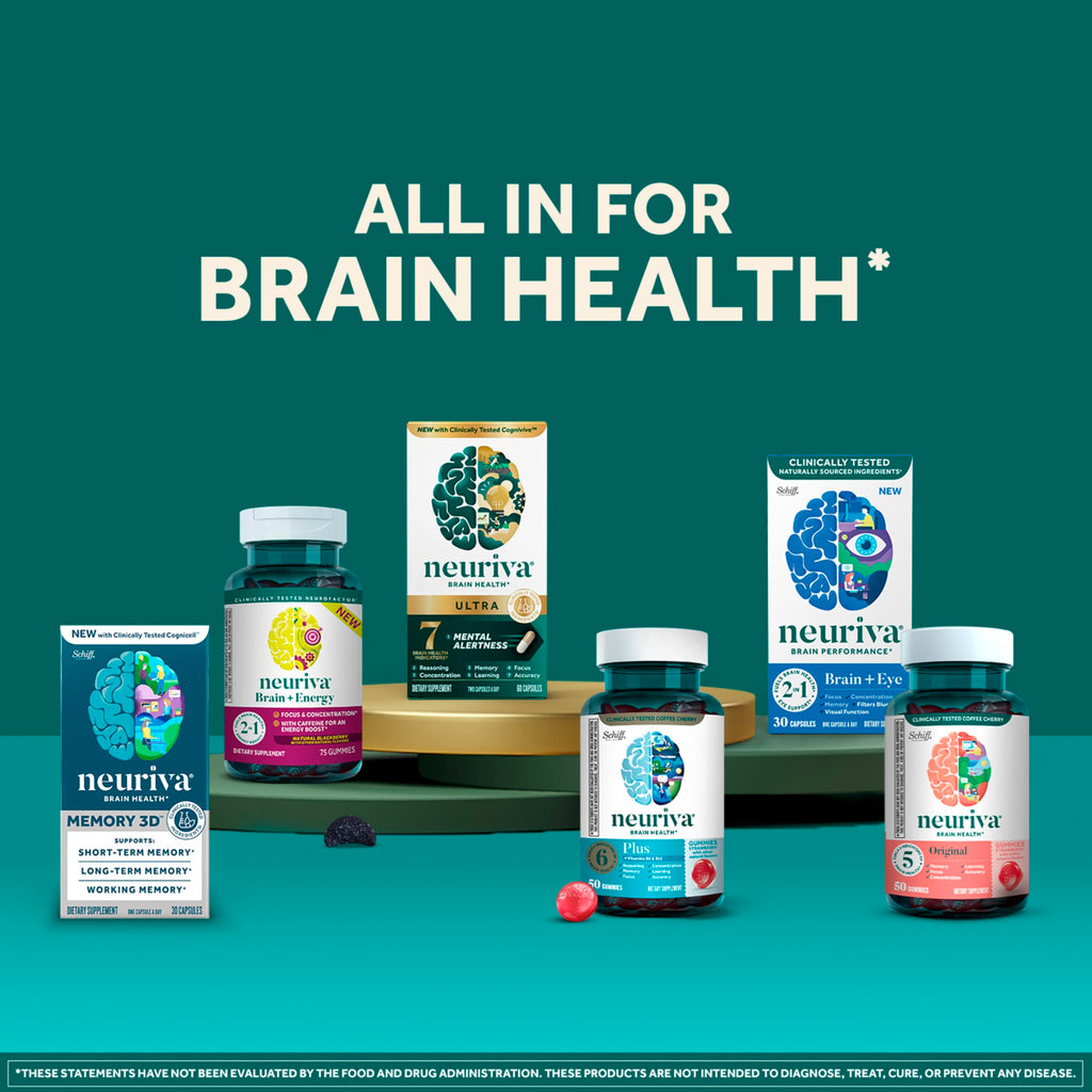 NEURIVA Original Brain Supplements - 28 Count Capsules | Brain Supplements for Memory and Focus, Phosphatidylserine, Neurofactor, Decaffeinated Nootropic, Clinically Tested