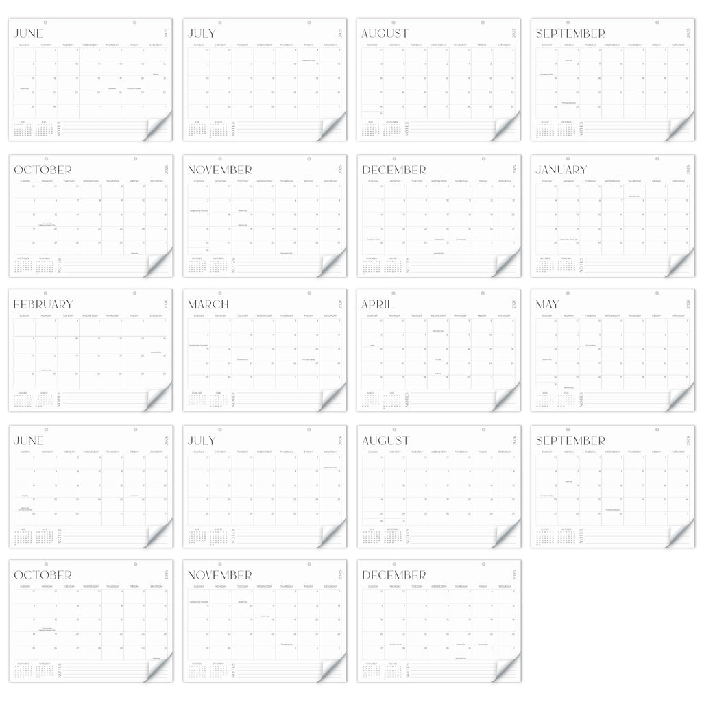 Aesthetic 2026-2027 Desk Calendar - Runs From June 2026 Until December 2027