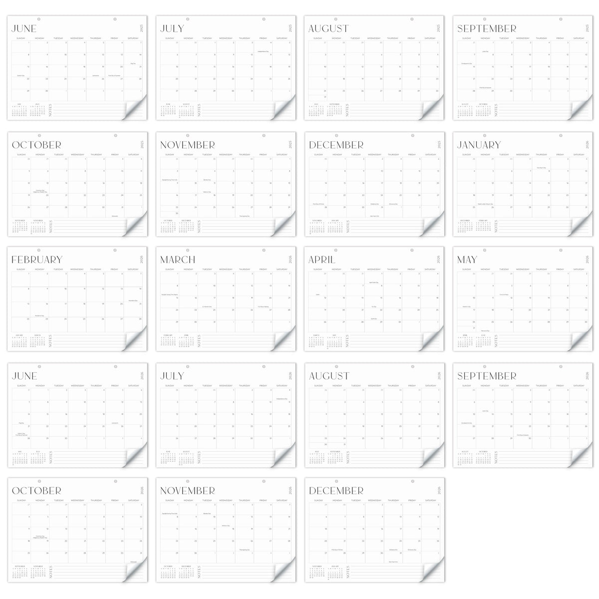 Aesthetic 2026-2027 Desk Calendar - Runs From June 2026 Until December 2027
