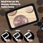 Buy now MAGNIPROS Rechargeable 4X Magnifying Glass with Light for Reading, Large Foldable LED Page Magnifier, Dimmable Handheld Rectangle Magnifier for Seniors, Small Print, Low Vision Books at indiglob india