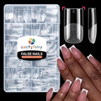 Luckyfairy Extra Short Square Fake Nails, Soft Gel Pre-Shaped Acrylic XS Short Square Nail Tips, Half Matte Full Cover Clear Press on Flase Nail Tips for Nail Extension Home DIY 240pcs/12 Sizes