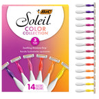 BIC Soleil 3 Colors Women's Disposable 3-Blade Razors, Aloe Vera Strip, College Dorm Room Essential, Shower Caddy and Toiletry Bag Ready, 14-Pack