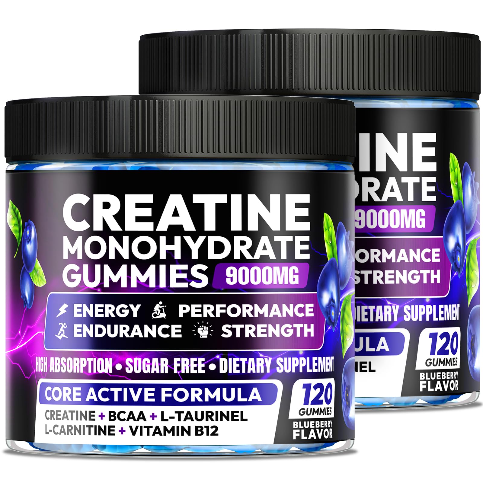 Creatine Monohydrate Gummies 5000MG, Creatine Gummy for Men & Women 120Ct | Pre-Workout for Adults, Creatine Gummy with L-Taurine, BCAA 2:1, B12/6 for Muscle Support, Enhance Strength, Energy Boost