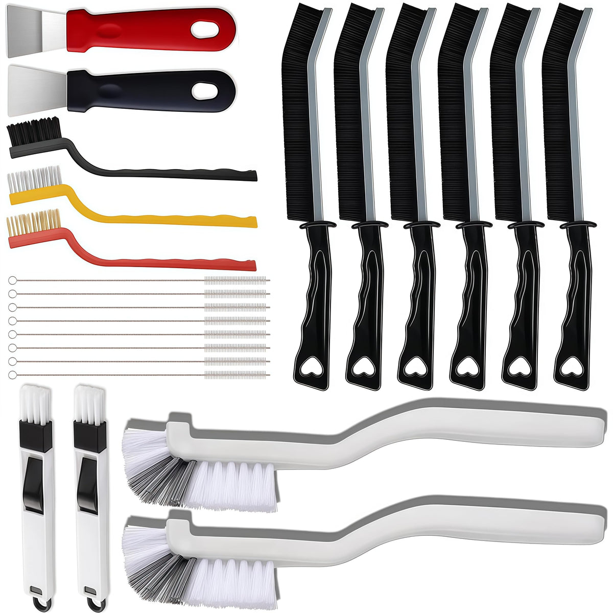 23Pcs Crevice Cleaning Brush Set, Hard Bristle Scrub Brushes Tools for Gaps