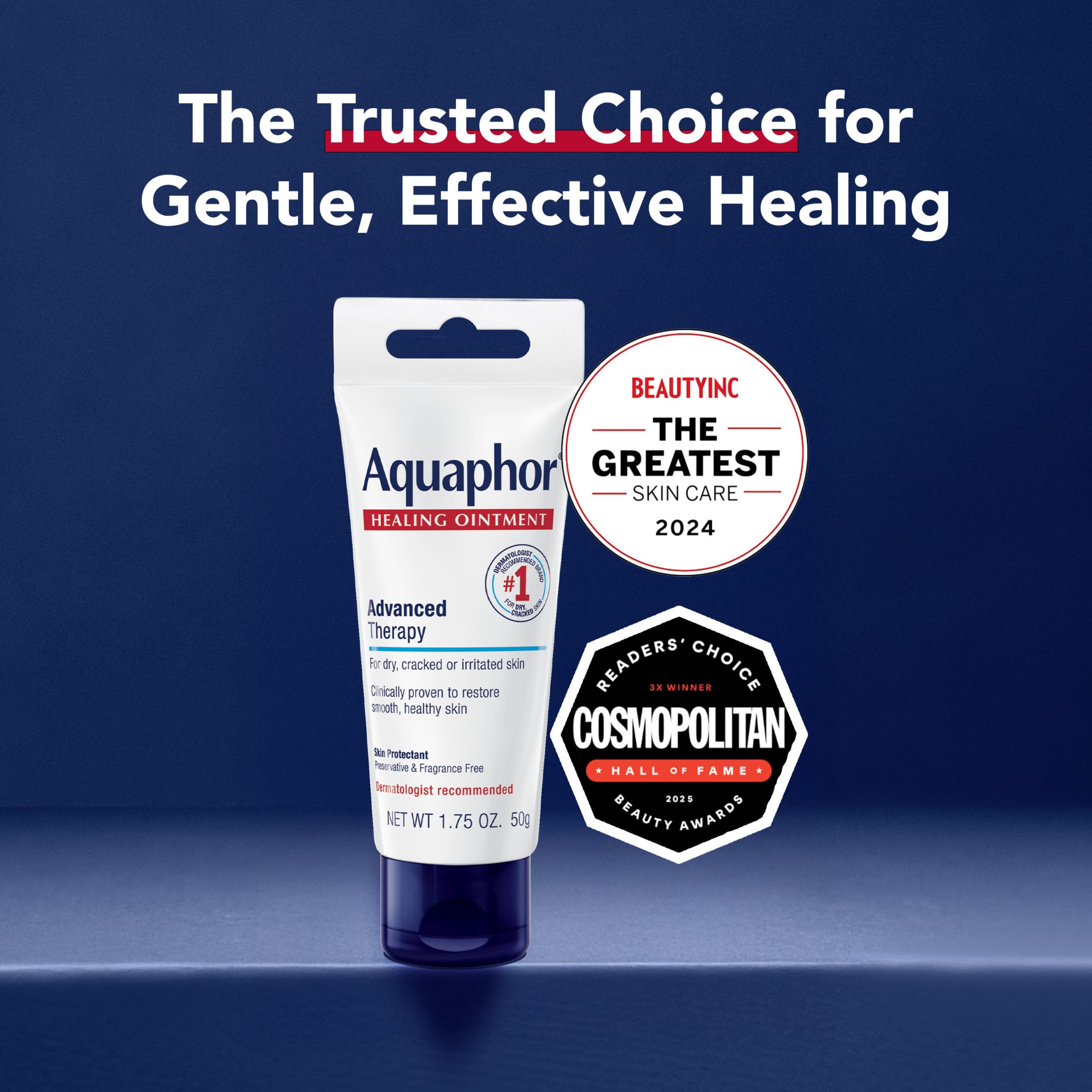 Aquaphor Healing Ointment Advanced Therapy Skin Protectant, Dry Skin Body Moisturizer, 0.35 Oz Tube, Pack of 2 | Clinically Proven Skin Protectant Moisturizer for Cracked, Irritated or Dry Skin Relief, Dye and Fragrance Free
