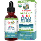 MARYRUTH'S Kids Focus & Attention Drops, USDA Organic Drops, 30 Servings | USDA Organic, Ginkgo Biloba, Rhodiola Root & Licorice Root, Adaptogenic, Vegan