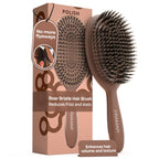 FRAMAR Soft Boar Bristle Hair Brush For Women, Boars Hair Brush For Women | Boar Brush For Fine Hair, Hairbrush For Fine Hair, Soft Bristle Brush For Slick Back, Volume and Shine, Chocolate