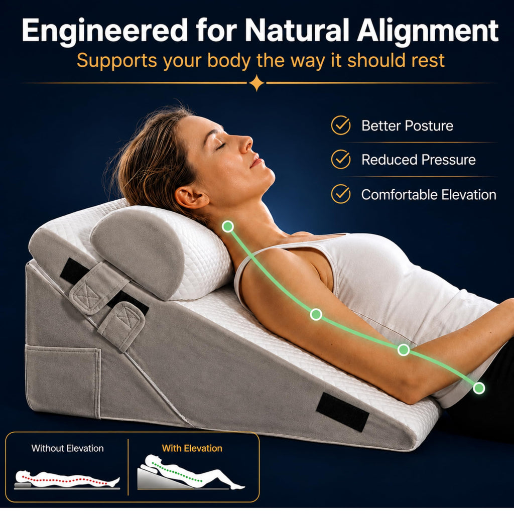 10-in-1 Adjustable Design 3PCS Wedge Pillow for Sleep Apnea, Wedge Pillow for Acid Reflux Relief, Orthopedic Headboard Bed Wedge Pillow for Sleeping, Neck & Back Support for Snoring and Reading