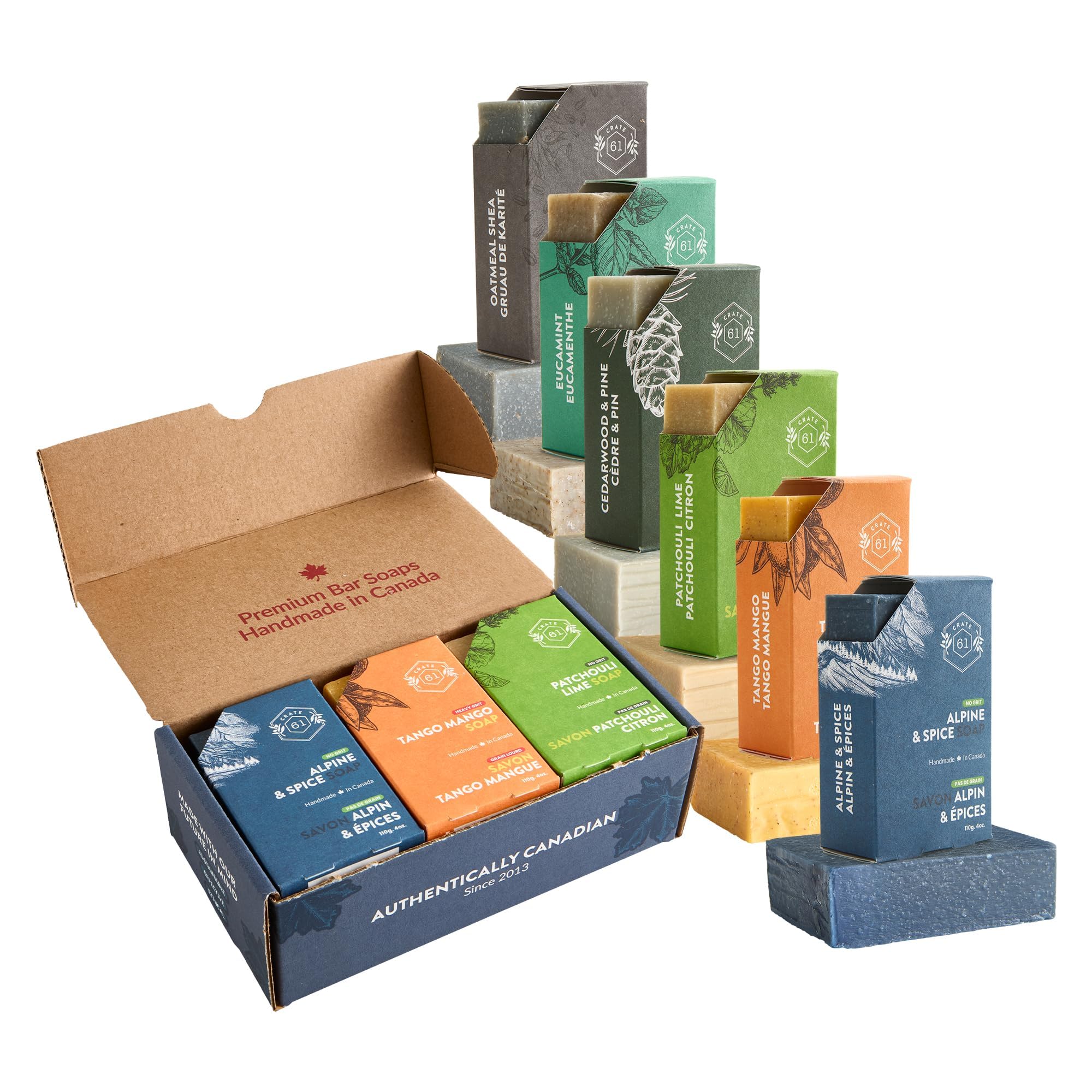 Buy now Crate 61 Organics, Handmade in Canada, Plant Based Cold Process Natural Bar Soap, With Premium Essential Oils, Dry Skin, Pack of 6 (For Him) at indiglob india