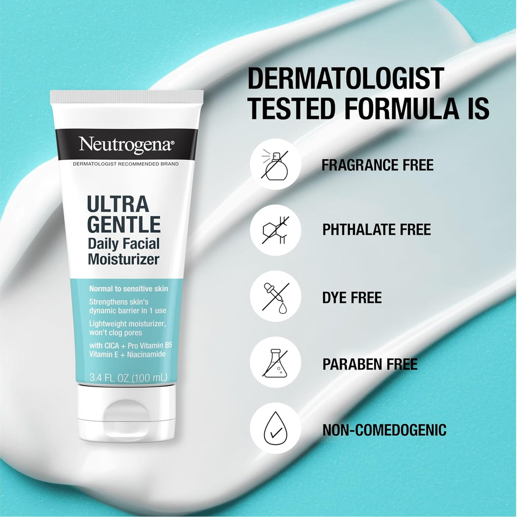 Buy now Neutrogena Fragrance Free Daily Facial Moisturizer, Face & Neck Moisturizer for Sensitive Skin with Vitamin B3, Pro-Vitamin B5 & Vitamin E Supports Skin's Dynamic Barrier, 3.4 fl. oz, Pack of 3 at indiglob india