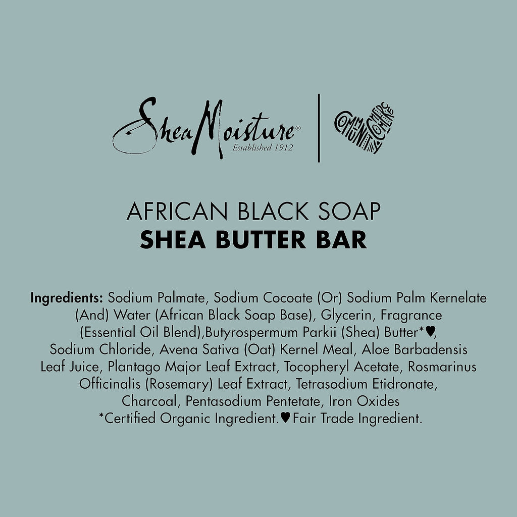 SheaMoisture Bar Soap for Troubled Skin African Black Soap Cleanser with Shea Butter 8 oz