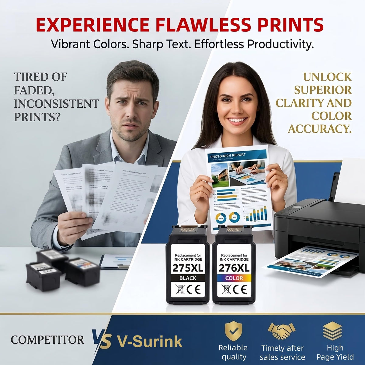 275XL 276XL Ink Cartridges Combo Pack for Canon PG-275XL CL-276XL, High Yield Black & Color Ink for PIXMA TR4700 TR4720 TR4722 TR4723 TR4725 TS3500 TS3520 TS3522 TS3700 TS3720 TS3722