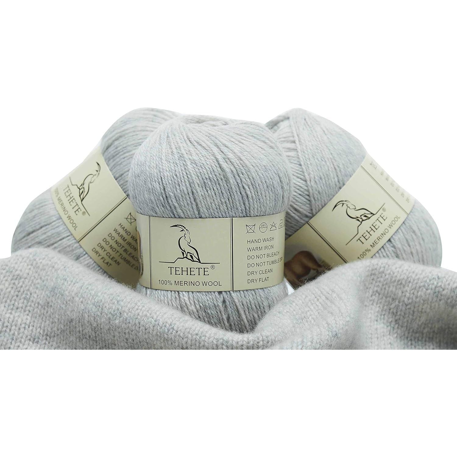 Buy now TEHETE 100% Merino Wool Yarn for Knitting 3-Ply Luxury Warm Soft Lightweight Crochet Yarn (Black) 3 Balls Light Grey at indiglob india