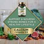 Calcium 1200 mg with Vitamin D3 - Bone Health Supplement, Vitamin D & Calcium Supplements for Women & Men - Bone Strength, Teeth & Immune Support, Nature's Calcium Pills, Bottled in USA - 180 Tablets