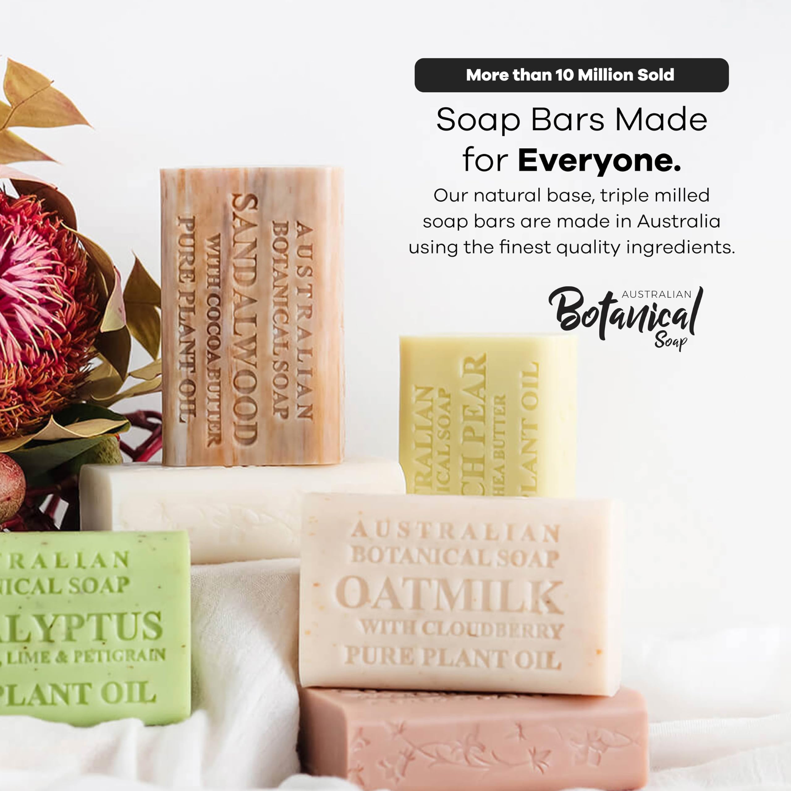 Australian Botanical Soap 6.6 OZ, Pack of 8, Goat Milk Soap Bars with Soya Bean Oil, Enriched with Organic Shea Butter, Suitable for All Skin Types, Packaging May Vary