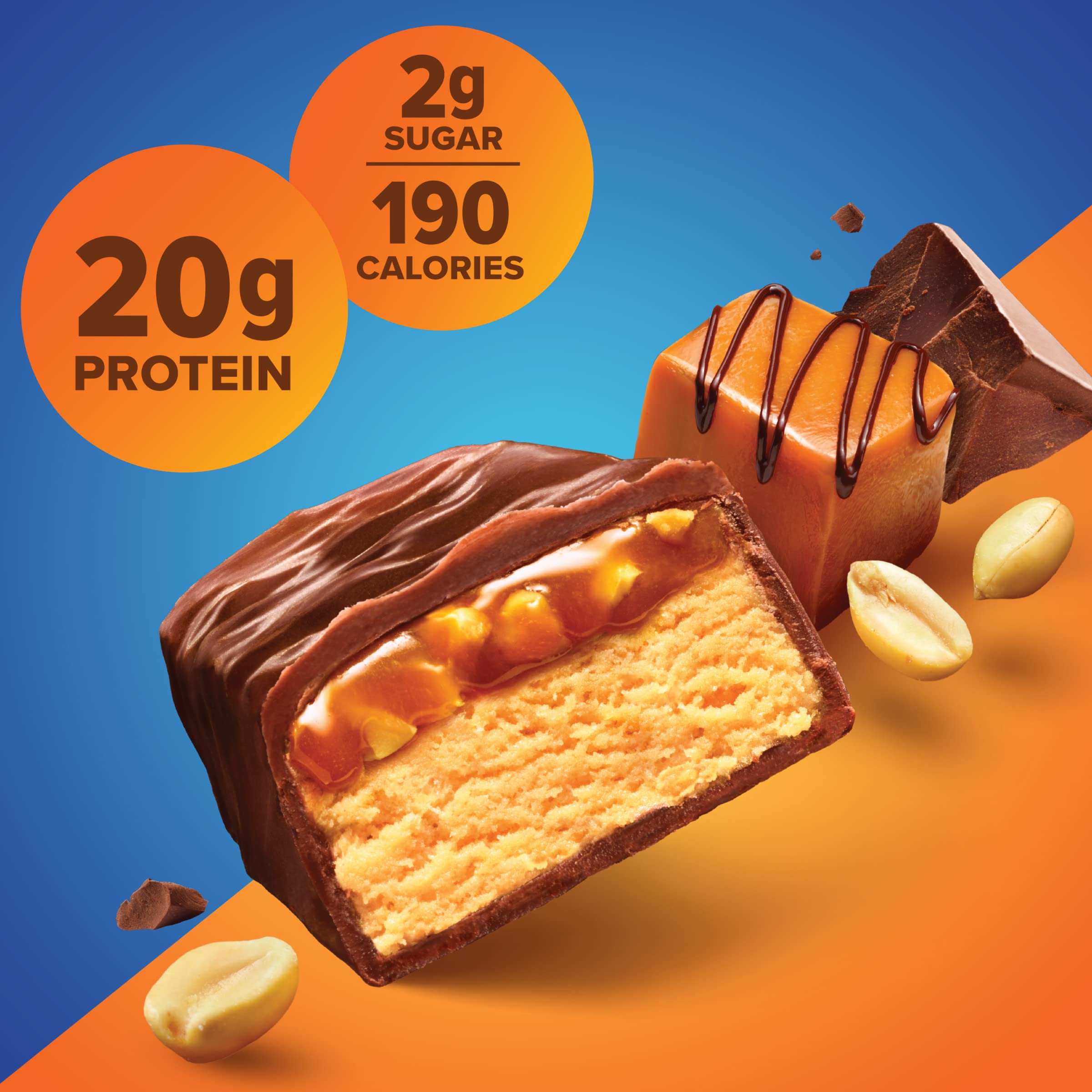 Buy now Pure Protein Chocolate Peanut Caramel Protein Bars â€“ 20g Protein, 3g Sugar, 190 Calories (12 count) Low Sugar* High Protein Snack - Gluten Free - Perfect for a Healthy Snack at indiglob india