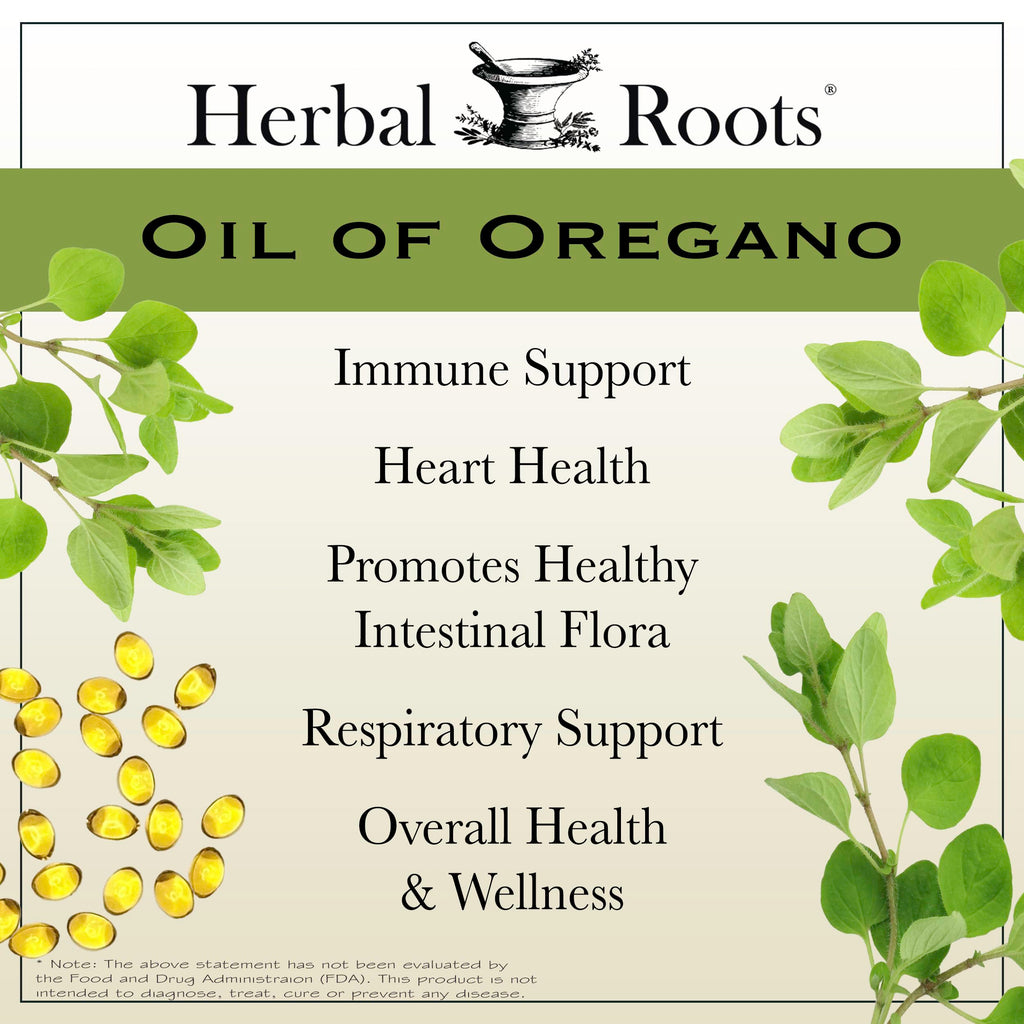Herbal Roots Oil of Oregano Softgels - 65% Carvacrol - Extra Strength Immune and Gut Health Support - 90 Easy to Swallow Capsules