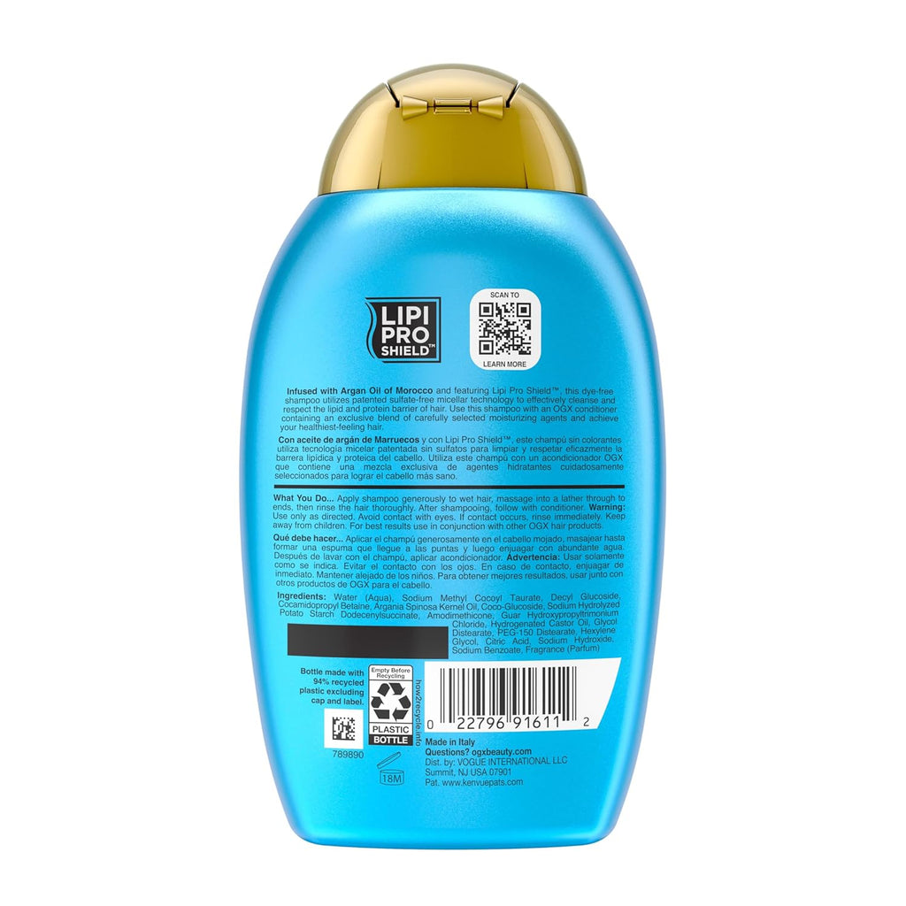 Buy now OGX Renewing + Argan Oil of Morocco Shampoo, Damage Repairing Shampoo & Argan Oil to Help Strengthen & Repair Dry, Damaged Hair, Paraben-Free, Sulfate-Free Surfactants, 13 fl. Oz at indiglob india