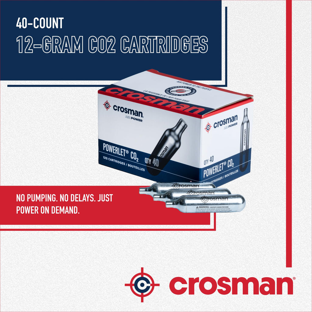 Crosman 40-Count 12-Gram CO2 Cartridges for Air Rifles and Air Pistols 23140-N, Packaging May Vary