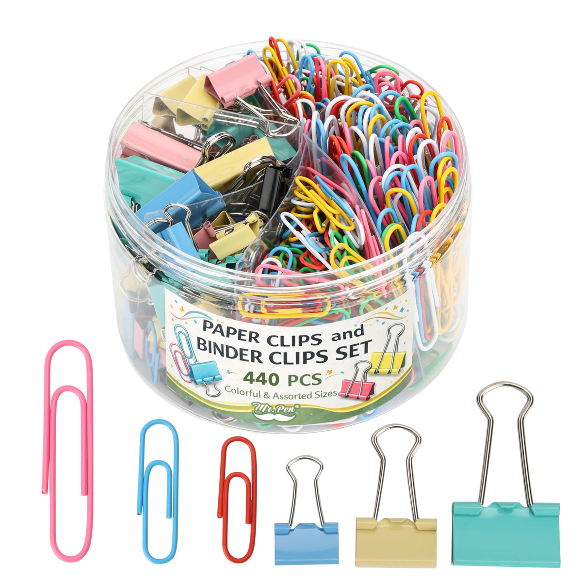 Mr. Pen- Paper Clips and Binder Clips Set, 440 pcs