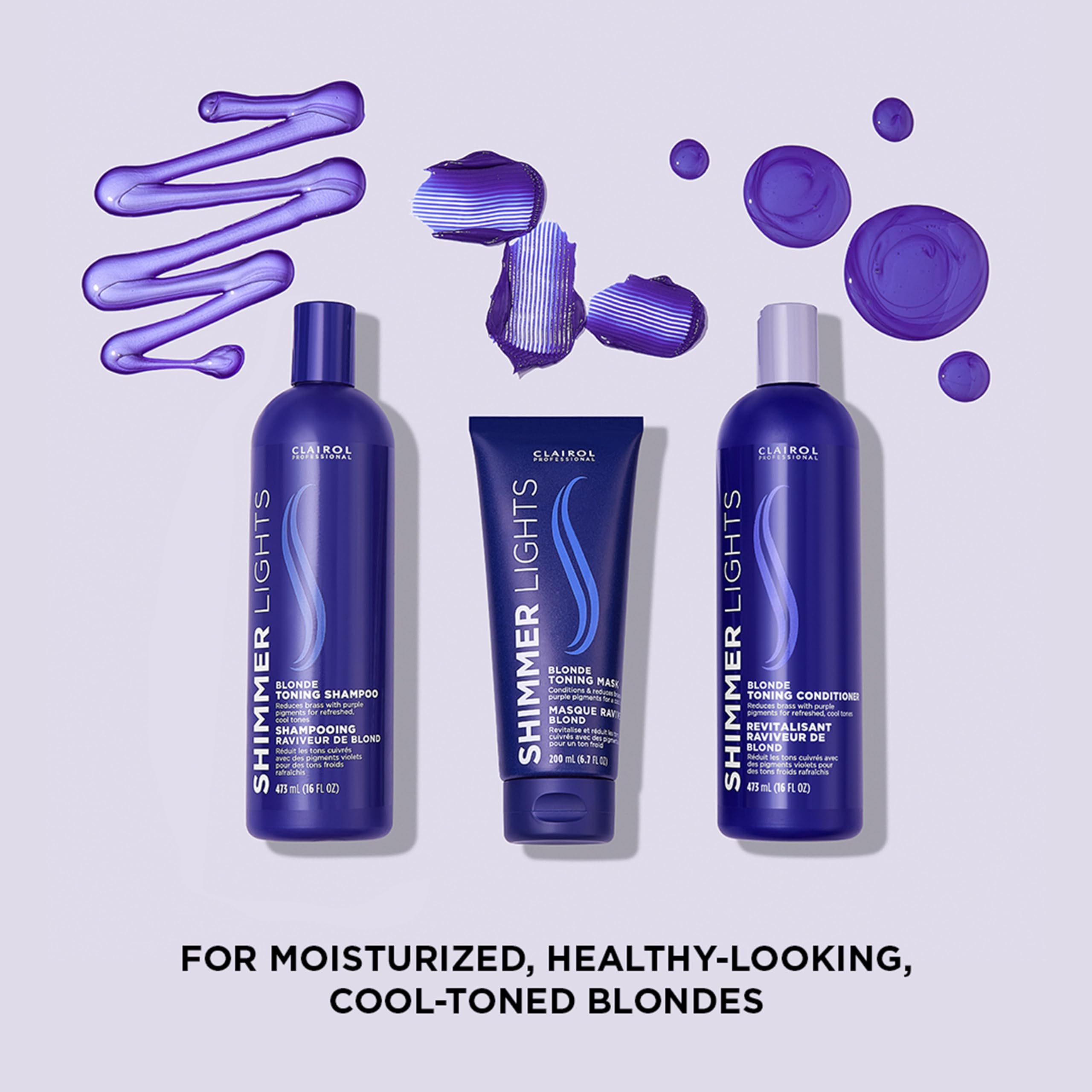 Clairol Professional Shimmer Lights Violet Toning Mask | Neutralizing Brassy Tones with Refreshing Blonde Hair Results