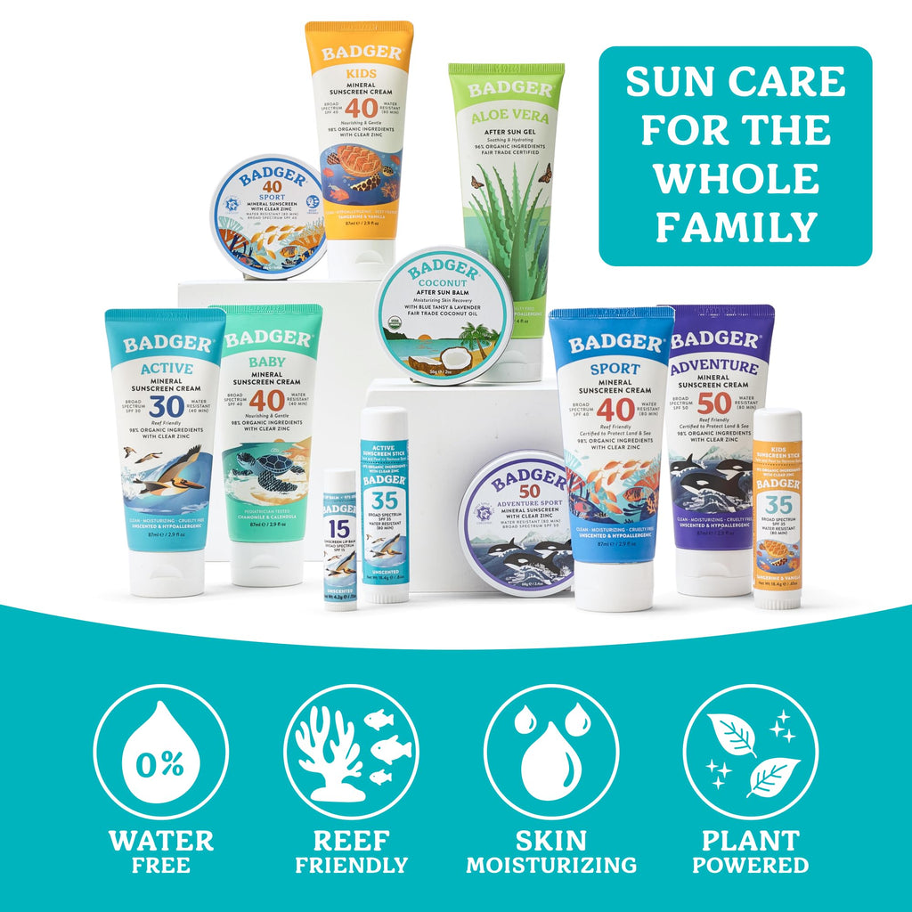 Badger Organic Aloe Vera Gel for Face & Body, 96% Pure Unscented Organic Aloe Gel for Cooling, Soothing, Non-Sticky Sunburn Relief, Vegan, Fair Trade & Hypoallergenic, 4 fl oz, 2-Pack