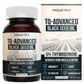 Black Seed Oil Softgels | 5% Thymoquinone - TQ-Advanced® | High Potency - 500 mg per Capsule - 15:1 Concentrate from Nigella Sativa Extract, Raw Form, Vegan Formula, Glass Bottle (60 Softgels)