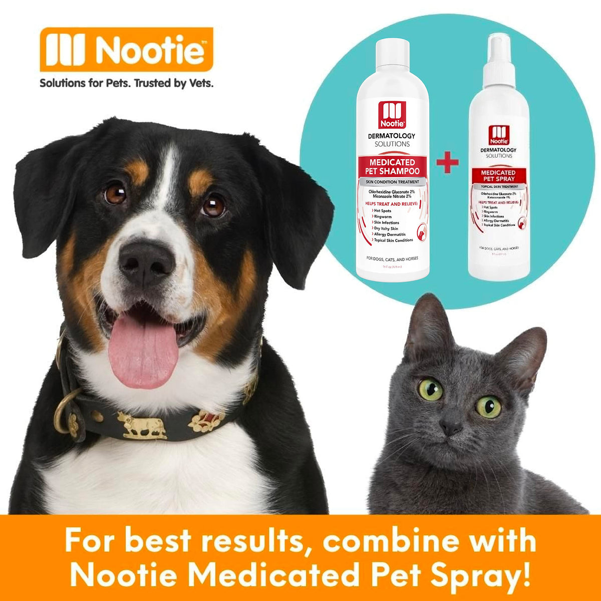 Nootie Medicated Pet Shampoo, Chlorhexidine Dog Shampoo for Itch Relief, Sold in over 5,000 Vet Clinics & Pet Stores Worldwide- 16oz