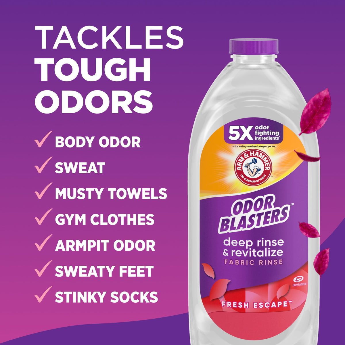 ARM & HAMMER Odor Blasters Fabric Rinse, Fresh Escape Scent, 50 Fl Oz