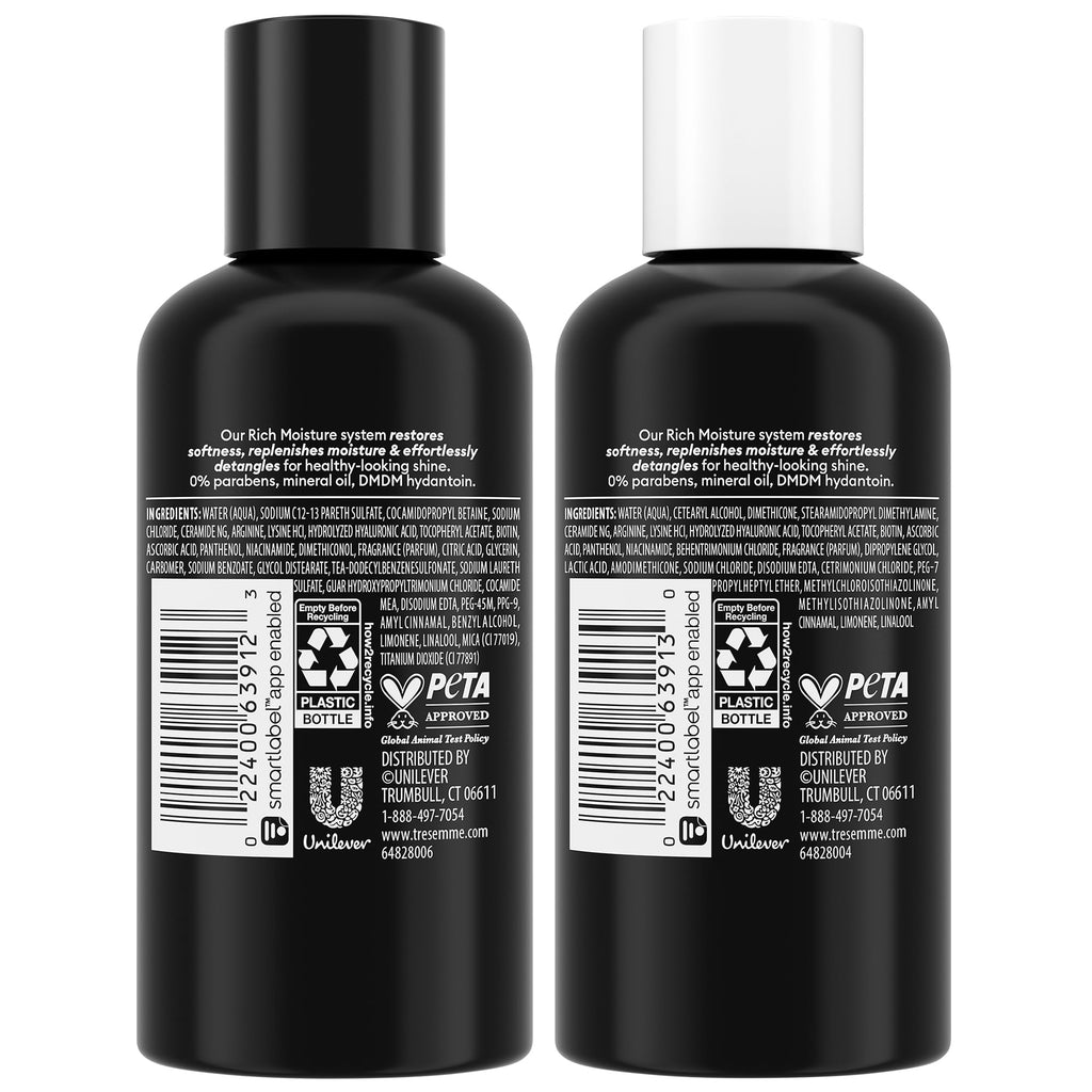 TRESemmé Travel Shampoo & Conditioner Set 3-Pack, 3 Oz Ea | Moisturizing Travel Hair Care Set with TSA-Friendly Bottles for Trips, Gym Bags and Vacations