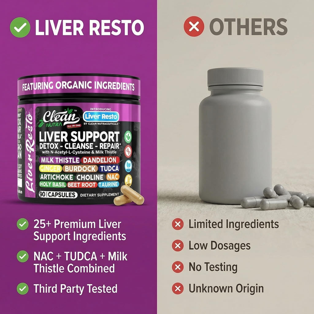 Clean Nutraceuticals Liver Cleanse Detox & Repair | Milk Thistle Supplement + NAC, TUDCA, Dandelion Root, Artichoke, Choline, Ginger, Beet Root, Burdock, Taurine, Liver Support 90 Capsules