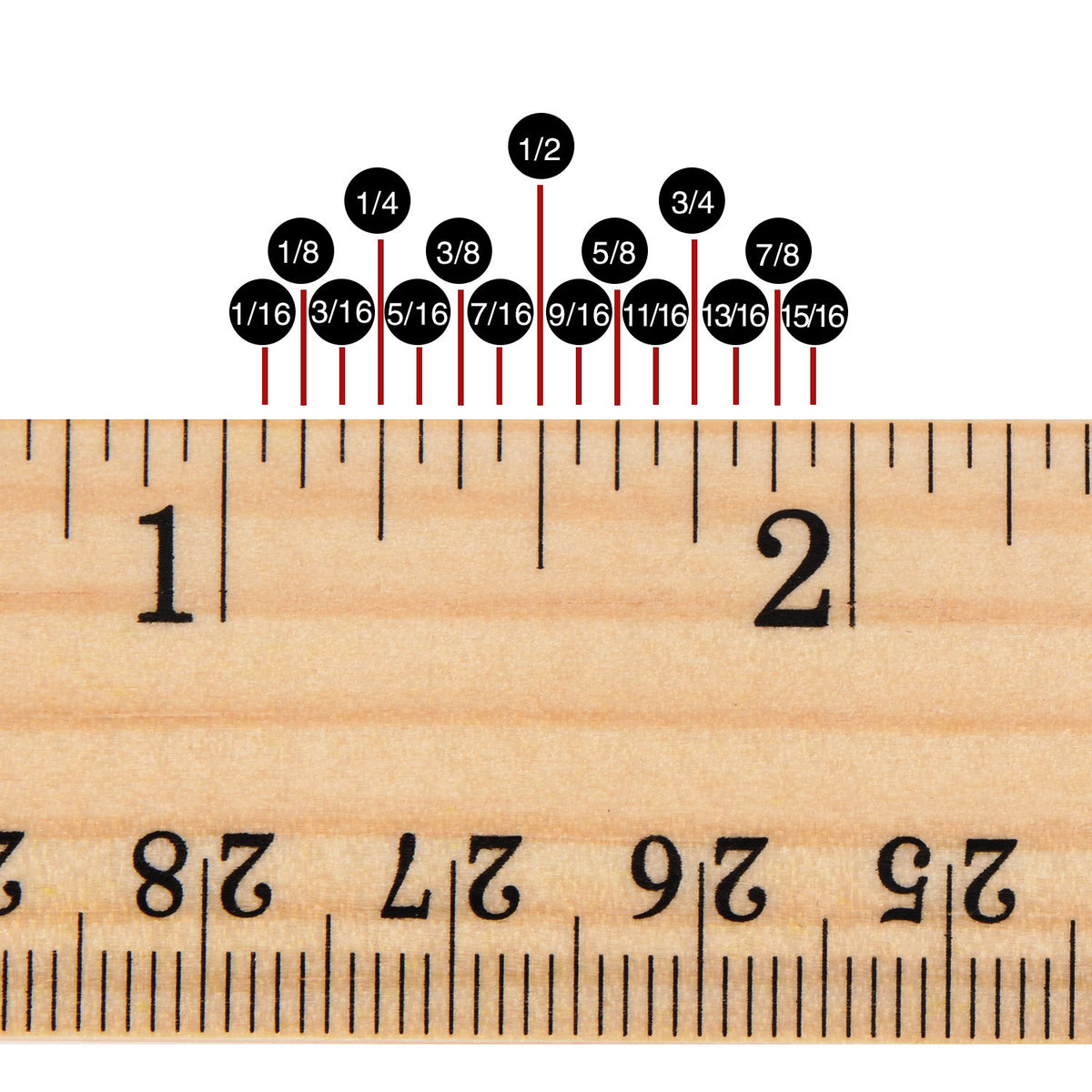 12 Pack 12 Inch/30 cm Wood Rulers Dual Scale Student School Ruler