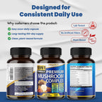 Mushroom Complex Supplement, 10-in-1 Blend with Lion's Mane, Cordyceps, Reishi, Turkey Tail, Chaga, Maitake & Shiitake, Cognitive & Immune Wellness Support*, 150 Capsules, Non-GMO