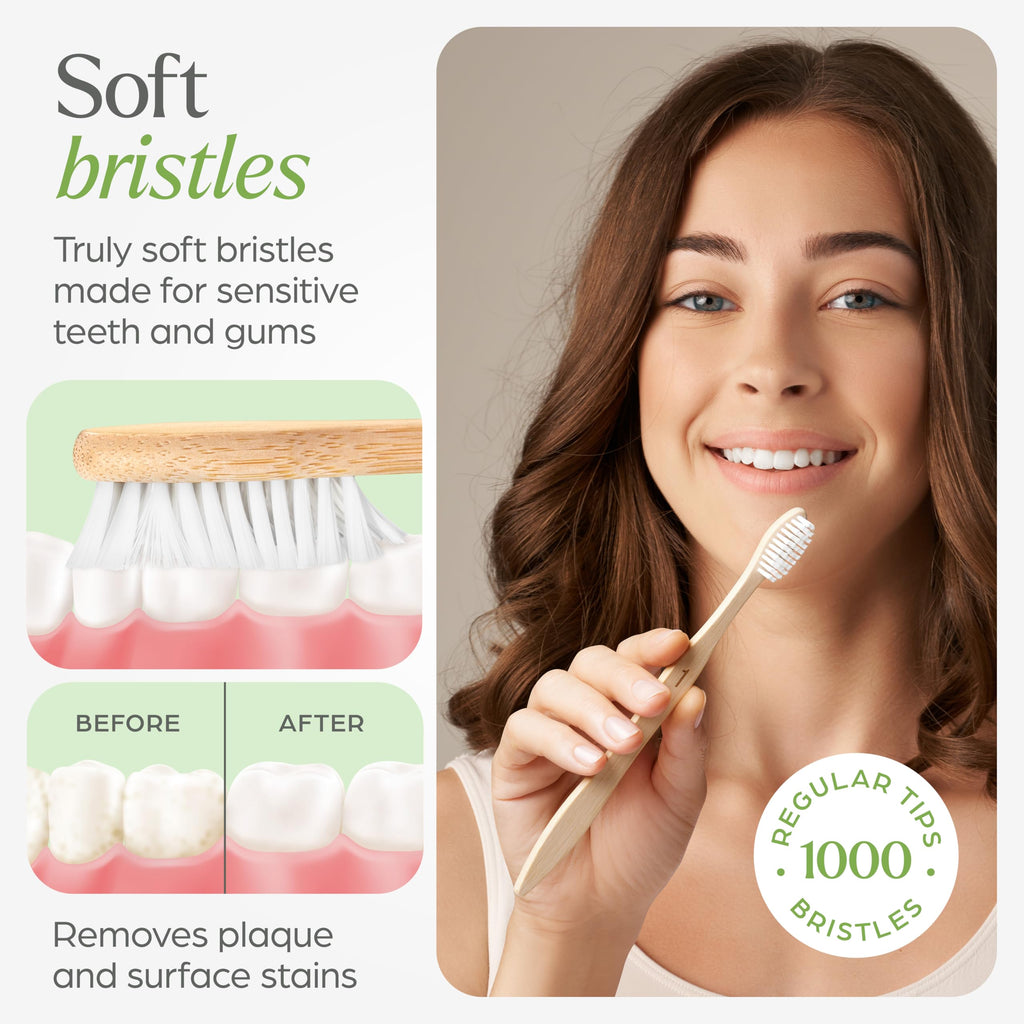 VIVAGO Bamboo Toothbrushes 10 Pack – Plant-Based Soft Bristles