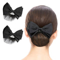 Buy now Beaupretty 2 Pieces Hair Snood Net Barrette Mesh Clip Elastic Butterfly Bun Bow Headdress for Lady Women Dance Office (Black) 1 Count (Pack of 2) at indiglob india
